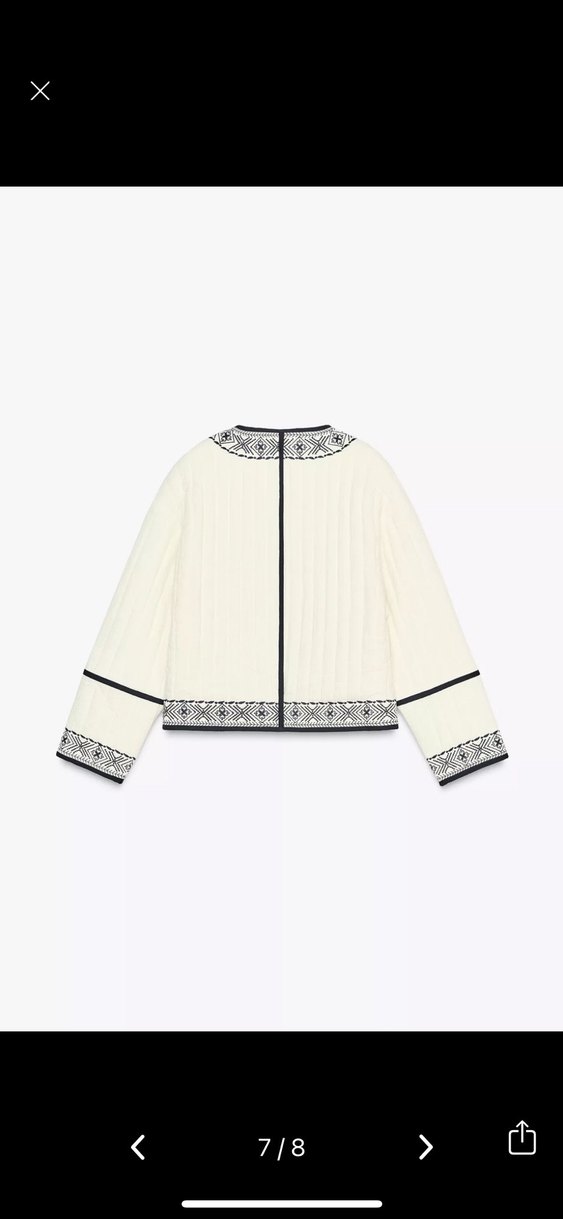 Zara işlemeli beyaz ceket Etnik Desenli  Kadın Ceket - Görsel 2