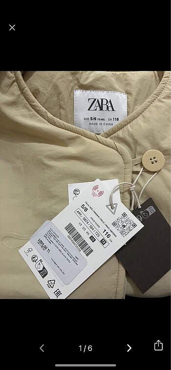 Zara çocuk mont