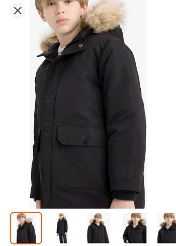 Siyah Kürk Detaylı Erkek Çocuk Mont - Görsel 2