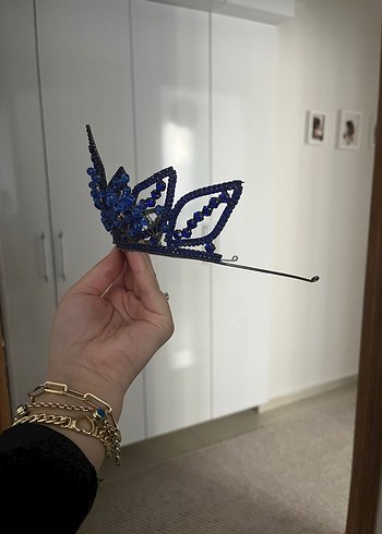 Koyu Mavi Boncuklu Kadın Tacı - Görsel 4