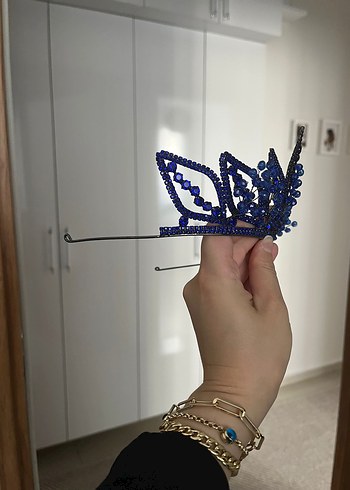 Koyu Mavi Boncuklu Kadın Tacı - Görsel 2