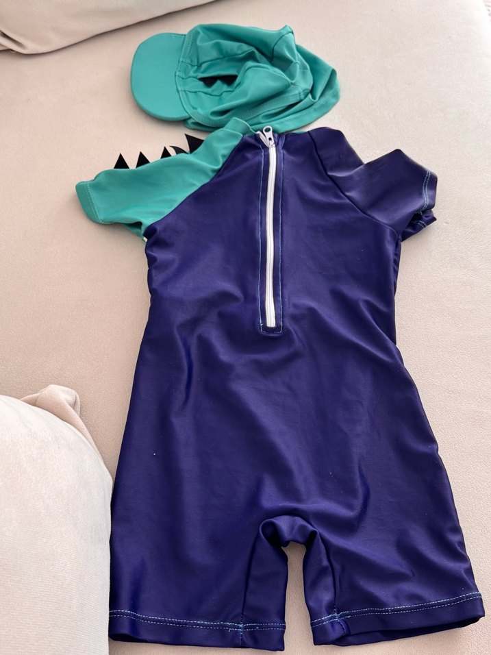 Erkek Çocuk Renkli Kısa Kollu Timsah Desenli Mayo - Görsel 3