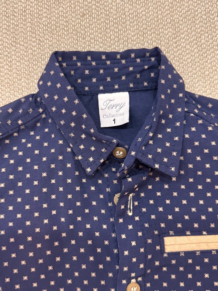 Erkek Çocuk Mavi Desenli Kısa Kollu Gömlek - Görsel 4