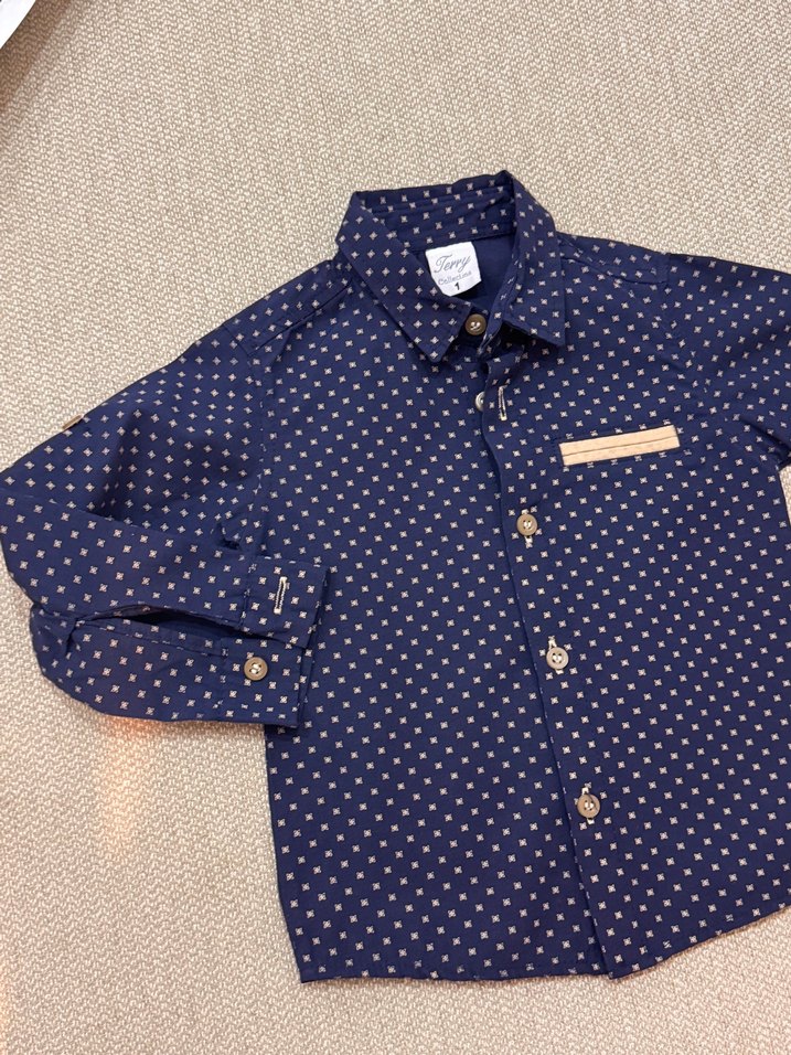 Erkek Çocuk Mavi Desenli Kısa Kollu Gömlek - Görsel 2