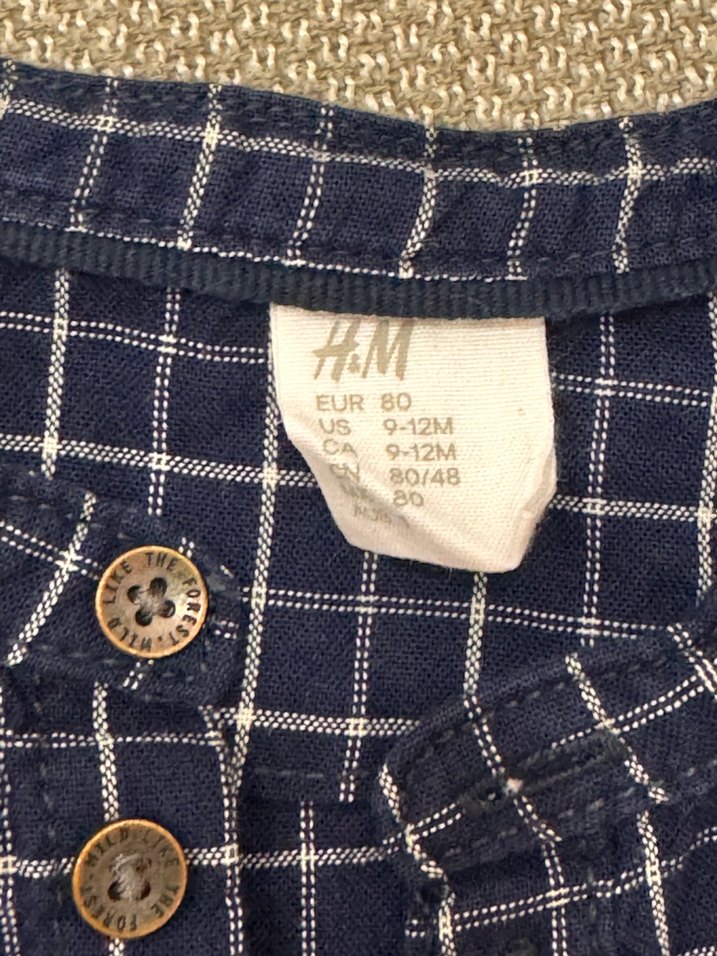 Lacivert Kareli Düğmeli Erkek Bebek Gömlek - Görsel 2