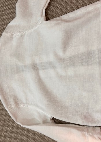 Düğmeli Beyaz  Keten Erkek Bebek Gömlek - Görsel 4