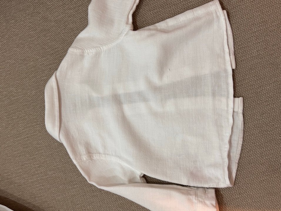 Düğmeli Beyaz  Keten Erkek Bebek Gömlek - Görsel 4