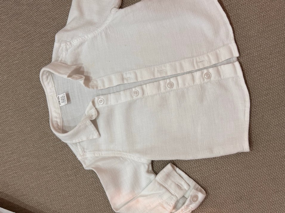 Düğmeli Beyaz  Keten Erkek Bebek Gömlek - Görsel 3