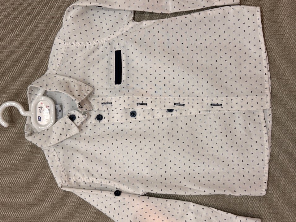 Desenli Beyaz Erkek Çocuk Gömlek - Görsel 2