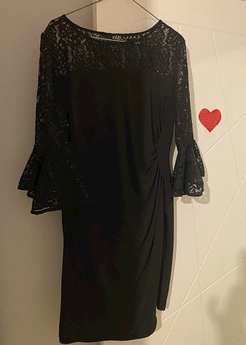 Drapeli Siyah Midi Gotik Elbise - Görsel 3