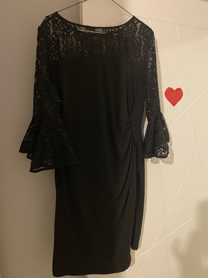 Drapeli Siyah Midi Gotik Elbise - Görsel 3