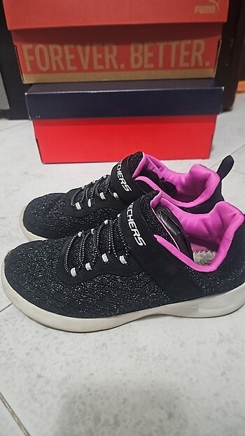 32 Beden siyah Renk Skechers kız çocuk spor ayakkabı