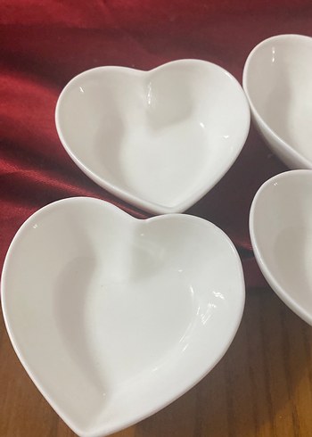 Zara Home Lokumluk Beyaz Kalp Şekilli Seramik Kase Seti