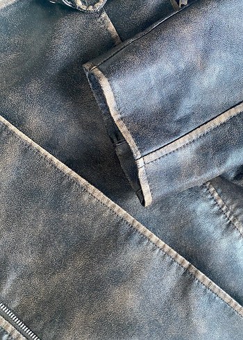 Kahverengi Kadın Deri Biker Ceket - Görsel 2