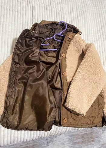 Düğmeli Kapüşonlu Kahverengi Kadın Ceket - Görsel 3