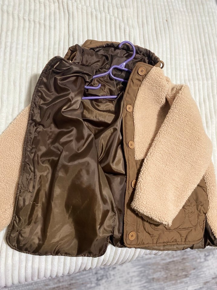 Düğmeli Kapüşonlu Kahverengi Kadın Ceket - Görsel 3