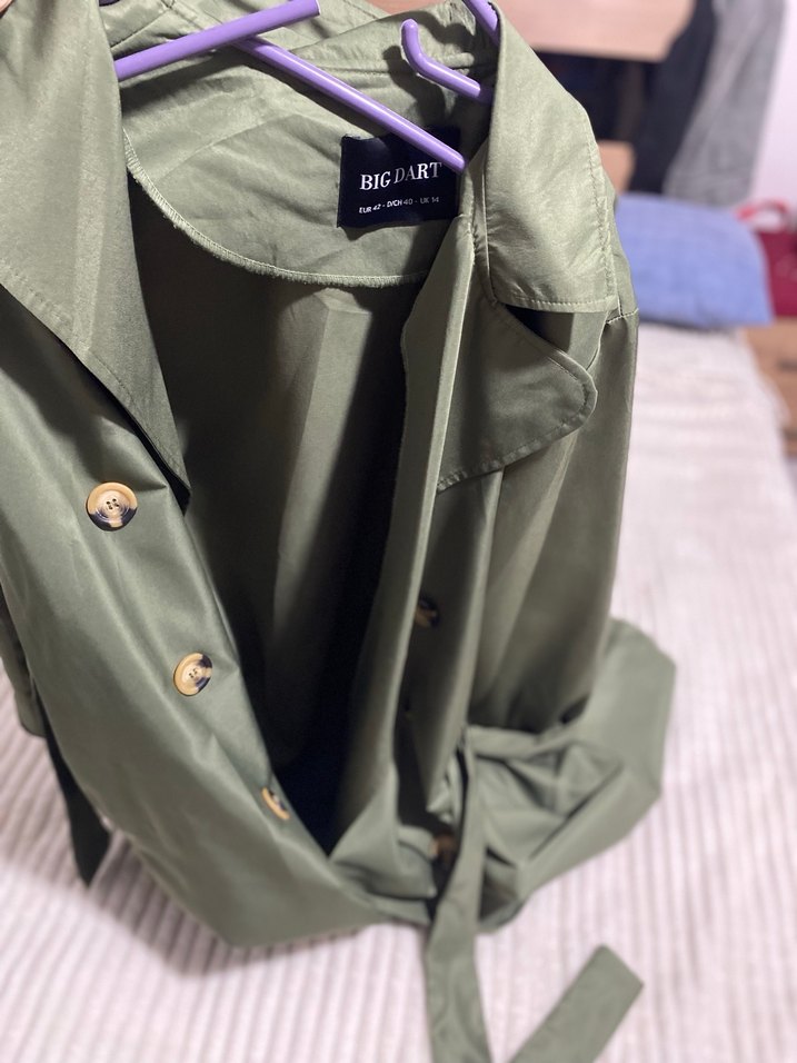 Kadın Khaki Uzun Düğmeli Trençkot - Görsel 3