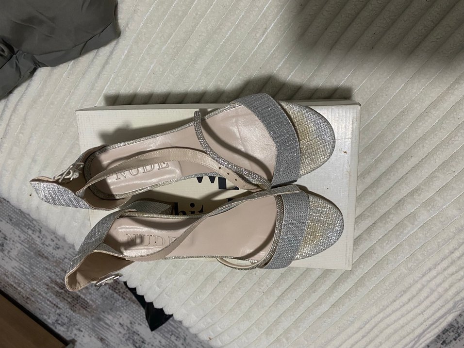 Gri Kemerli Blok Topuklu Kadın Abiye Ayakkabı - Görsel 2