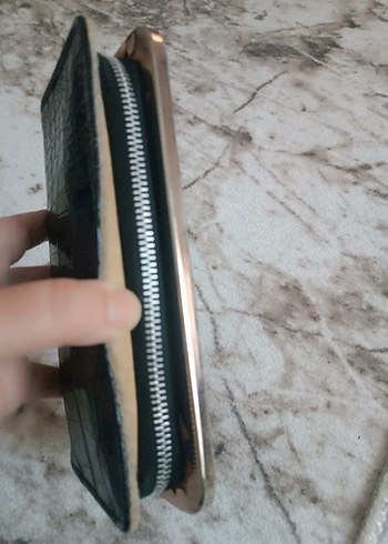 Parlak Siyah Deri Yılan Desenli Kadın Cüzdan - Görsel 4