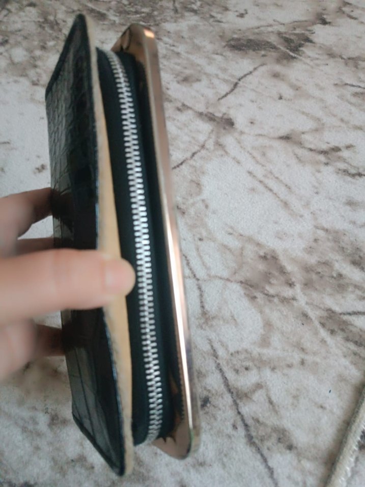 Parlak Siyah Deri Yılan Desenli Kadın Cüzdan - Görsel 4