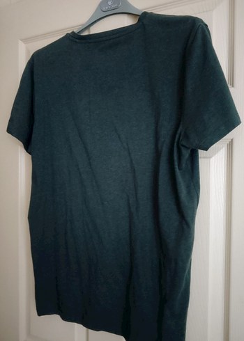 Gri V Yakalı Keten Erkek Tişört - Görsel 3