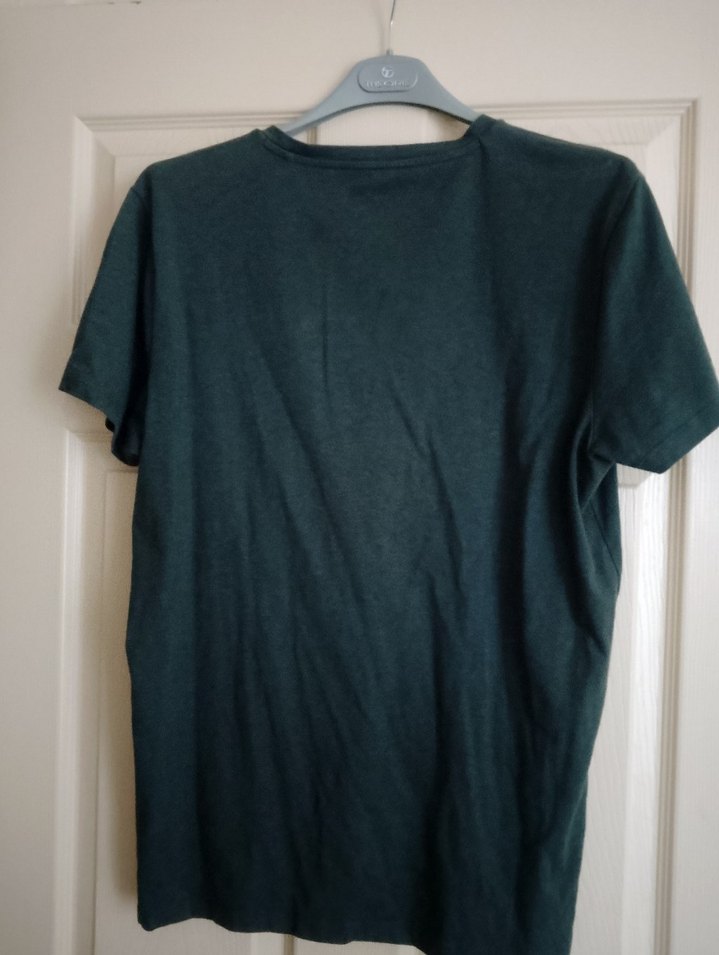 Gri V Yakalı Keten Erkek Tişört - Görsel 4