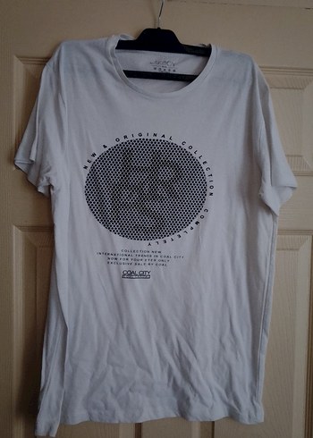 Beyaz Erkek Oversize Baskılı Tişört - Görsel 2