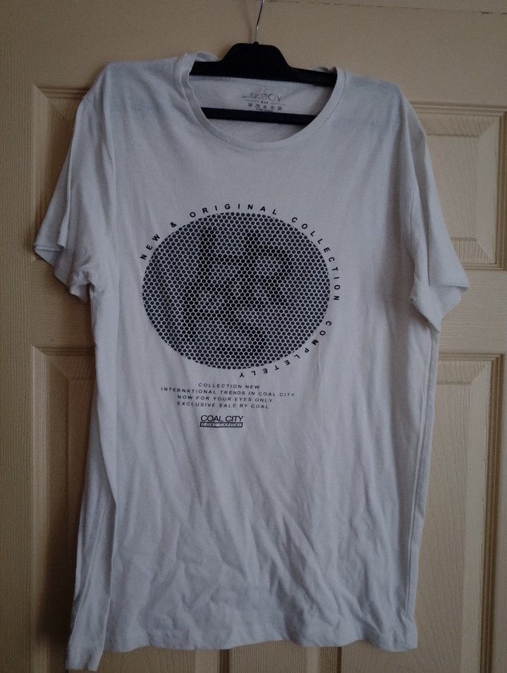 Beyaz Erkek Oversize Baskılı Tişört - Görsel 2