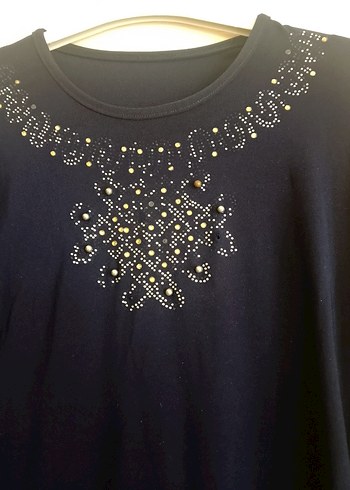 Siyah Nakışlı Payetli Uzun Kollu Bluz - Görsel 3