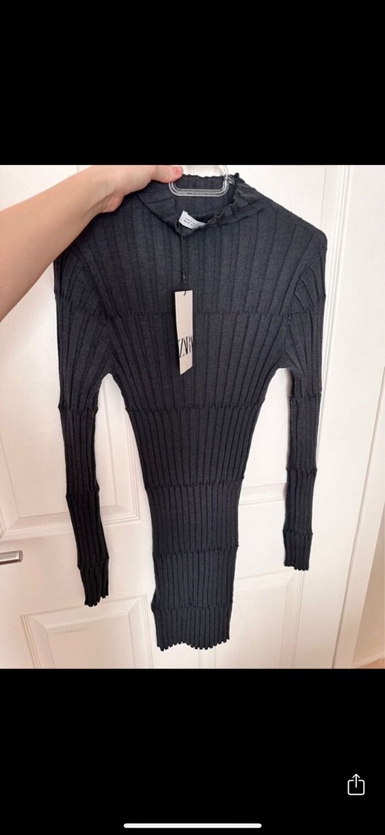 Zara Yakalı Uzun Kollu Mini Elbise - Görsel 2