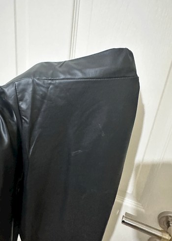 Siyah Deri Kadın Tayt - Görsel 2