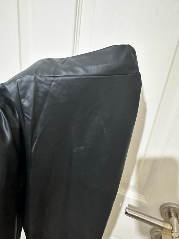 Siyah Deri Kadın Tayt - Görsel 3