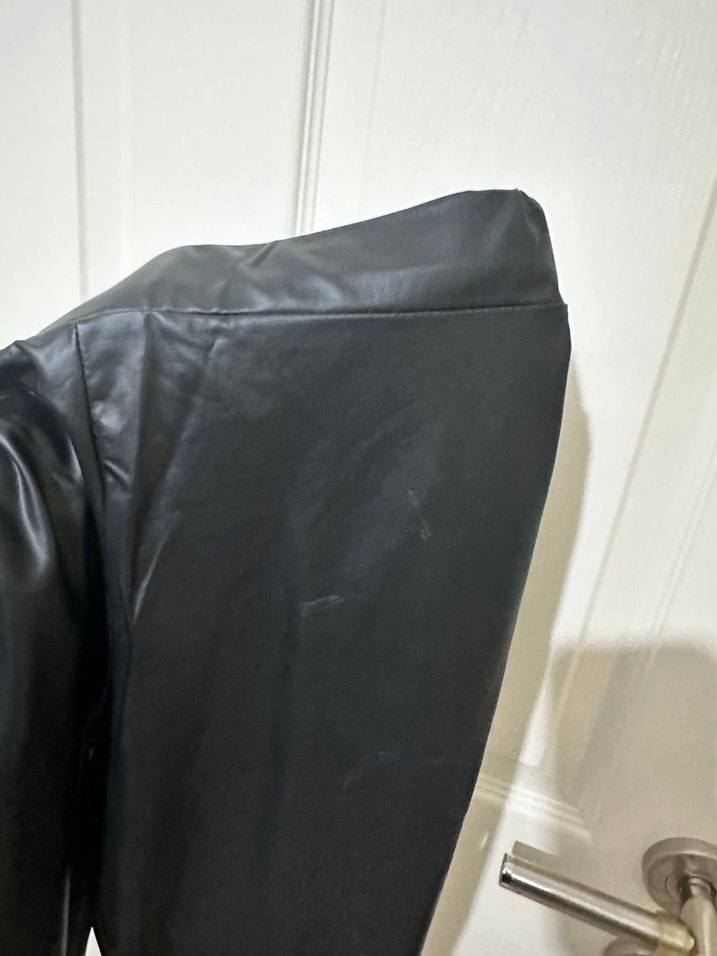 Siyah Deri Kadın Tayt - Görsel 2