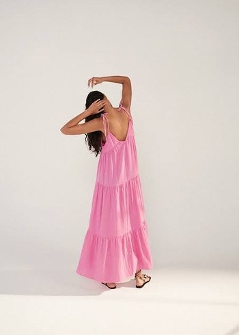 Zara Pembe Uzun Bohem Elbise - Görsel 3