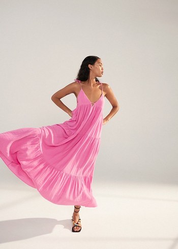 Zara Pembe Uzun Bohem Elbise - Görsel 4