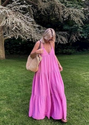 Zara Pembe Uzun Bohem Elbise - Görsel 2