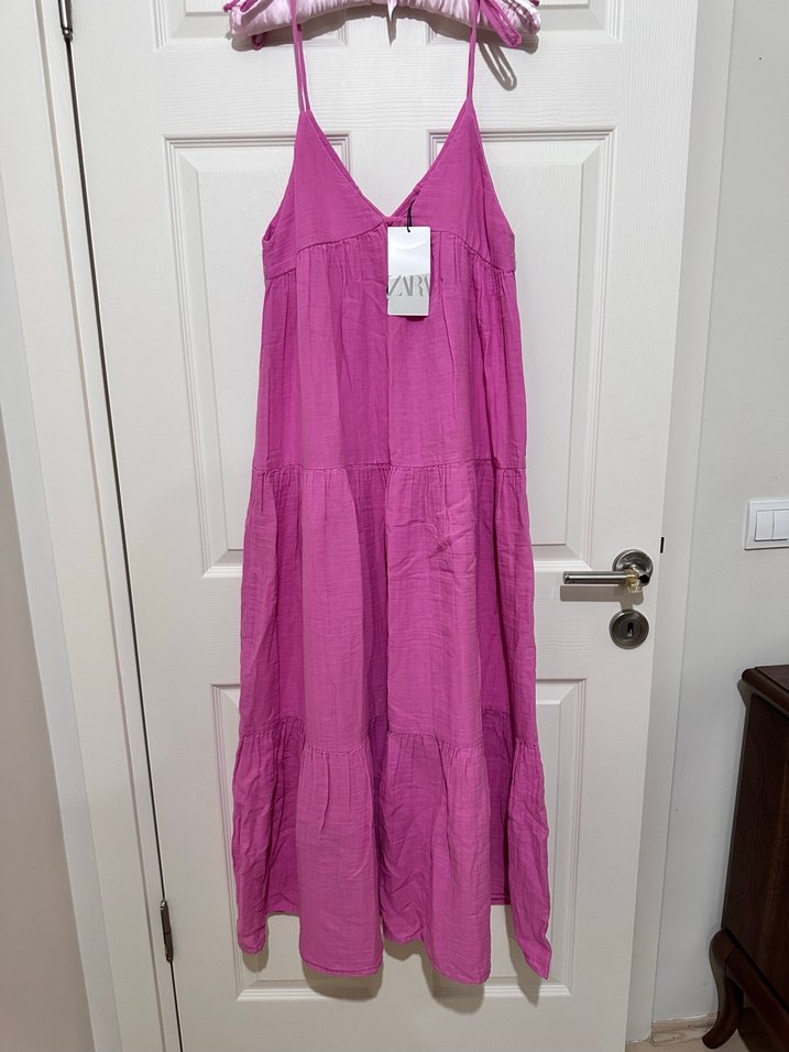 Zara Pembe Uzun Bohem Elbise - Görsel 5