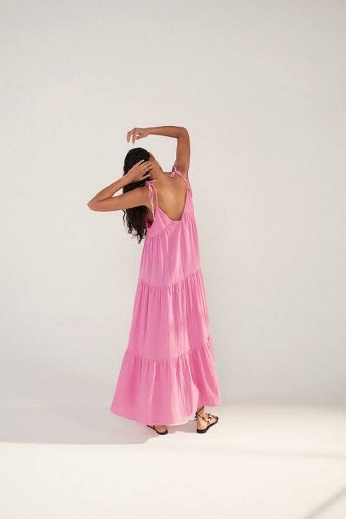 Zara Pembe Uzun Bohem Elbise - Görsel 3