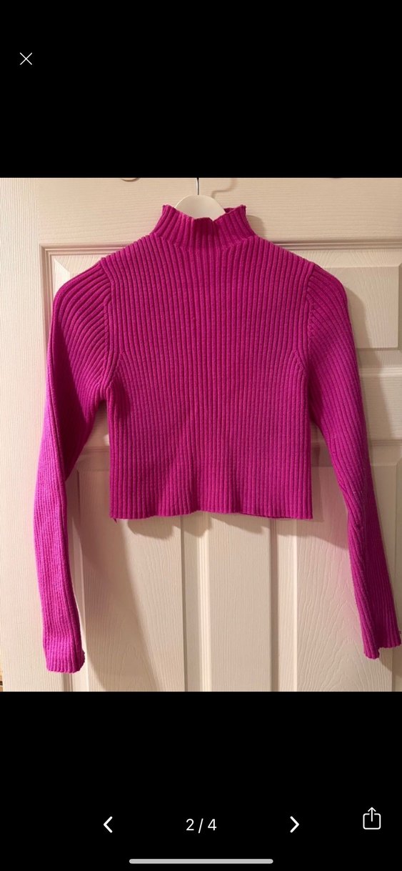 Zara Kadın Pembe Boğazlı Triko Kazak - Görsel 5