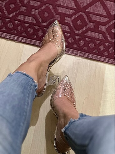Şeffaf taşlı stiletto