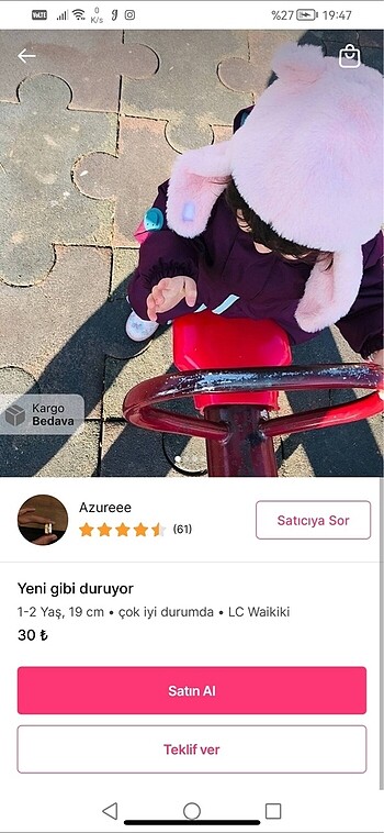 1 Yaş Beden Kız bebek