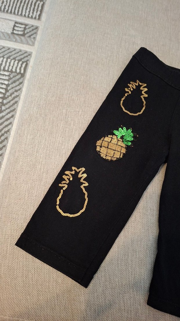 Kız Çocuk Altın Renkli Pul Detaylı Tayt - Görsel 2