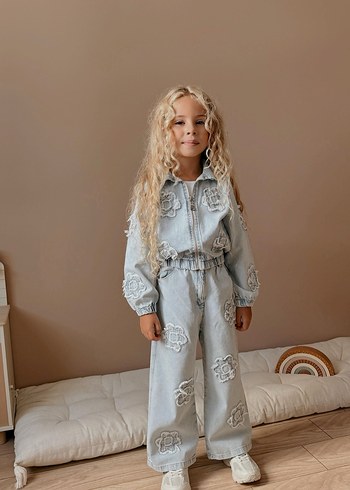 H&M Çiçek Kabartmalı Kot Takım