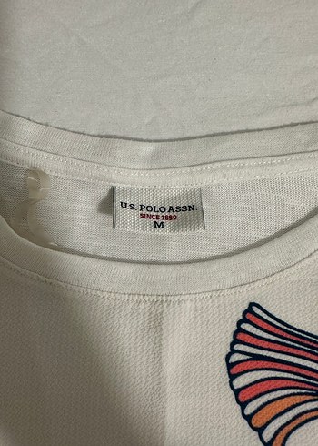m Beden beyaz Renk Polo Kadın Beyaz Kısa Kollu Baskılı Tişört