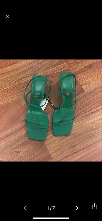 Zara yeşil topuklu sandalet