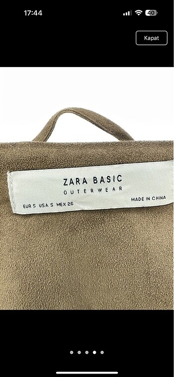 s Beden kahverengi Renk Zara kahverengi suet ceket