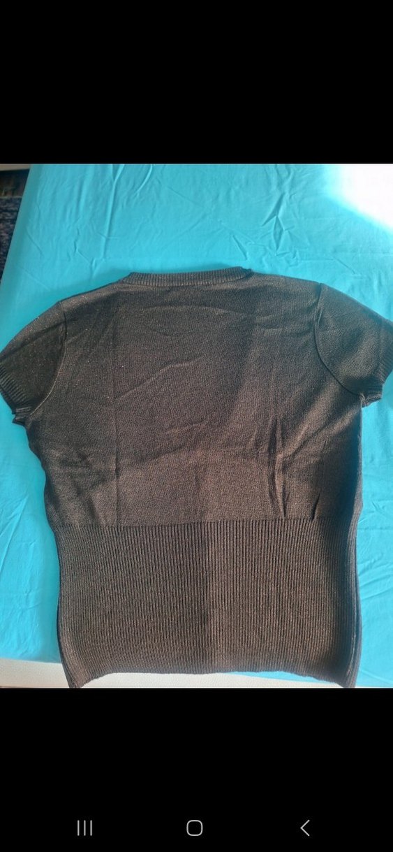 Düğmeli V Yaka Kahverengi Kısa Kollu Hırka - Görsel 3