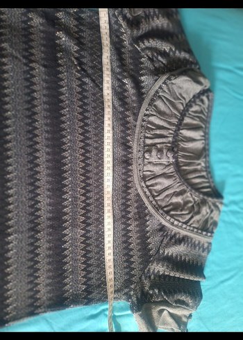 Gri Örgü Detaylı Kısa Kollu Kadın Bluz - Görsel 3