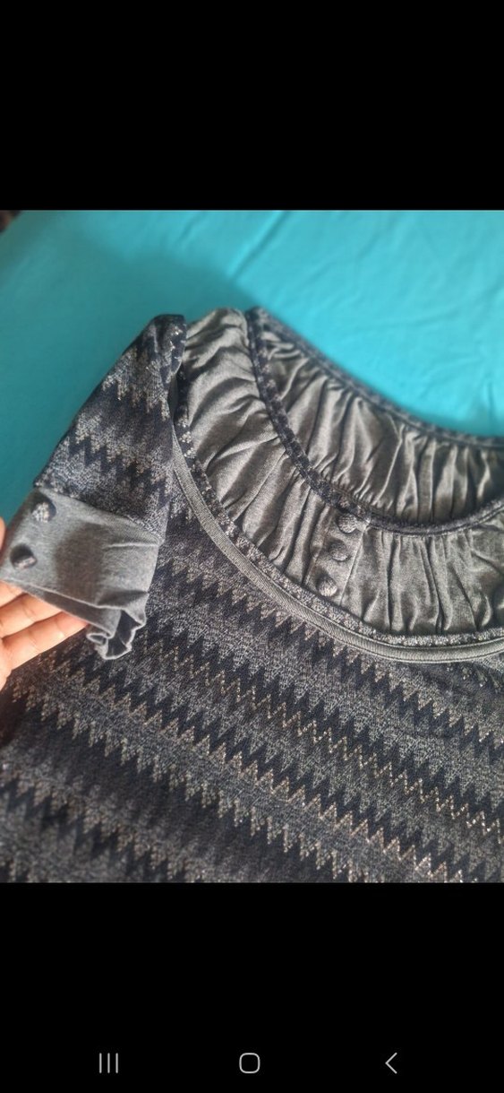 Gri Örgü Detaylı Kısa Kollu Kadın Bluz - Görsel 5