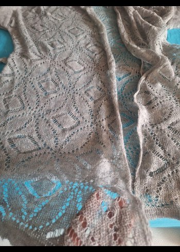 Uzun Gri Nakışlı Bohem Örgü Hırka - Görsel 7